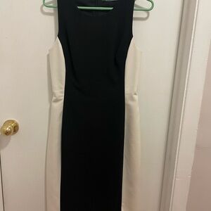Ralph Lauren Black and Cream Colorblock Midi Dress